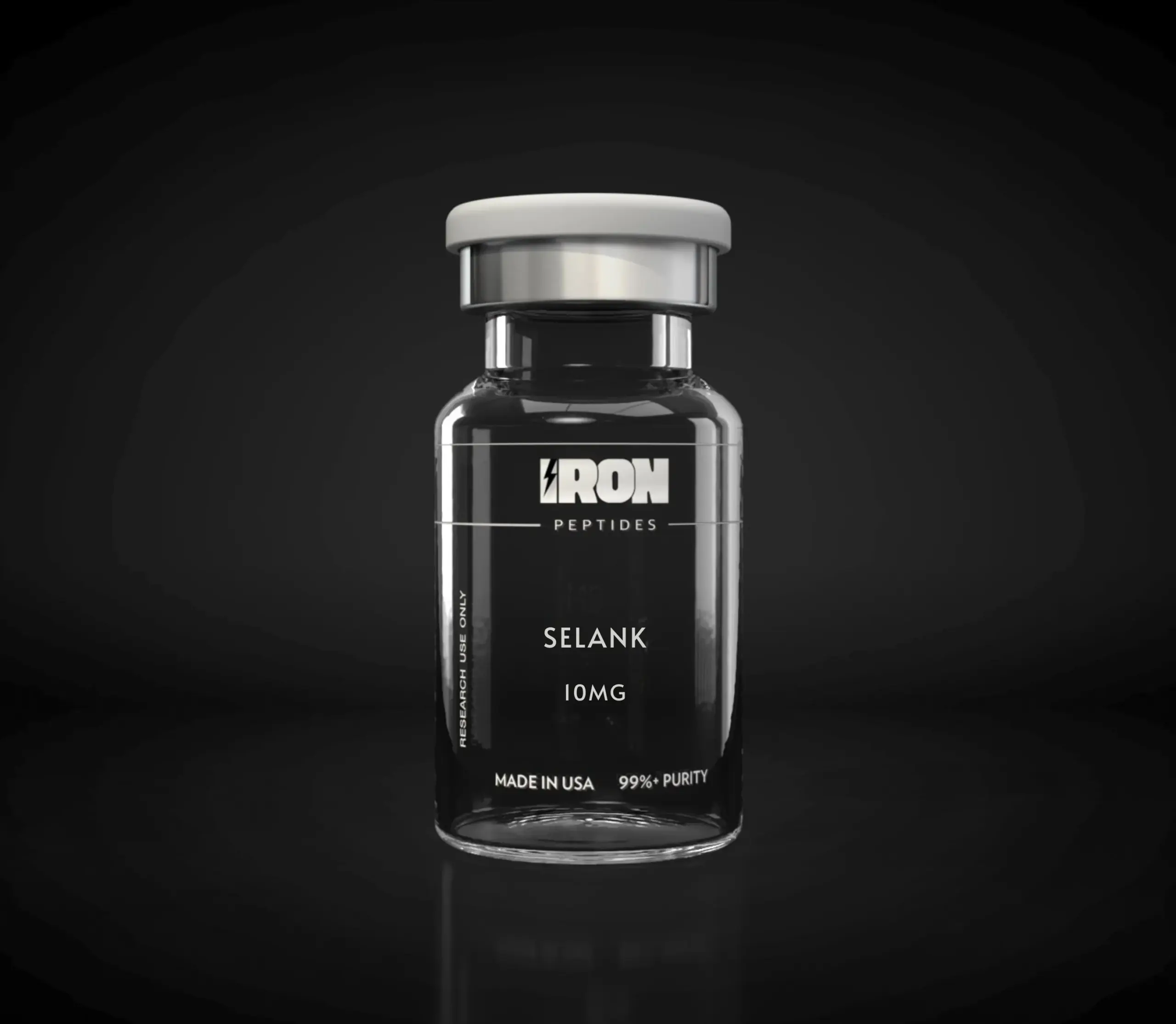 Selank 10mg research peptide vial by Iron Peptides